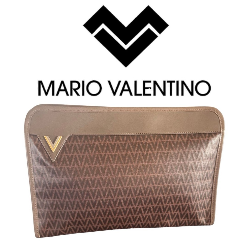 Mario Valentino Monogram Clutch/Cosmetic Bag VINTAGE EUC